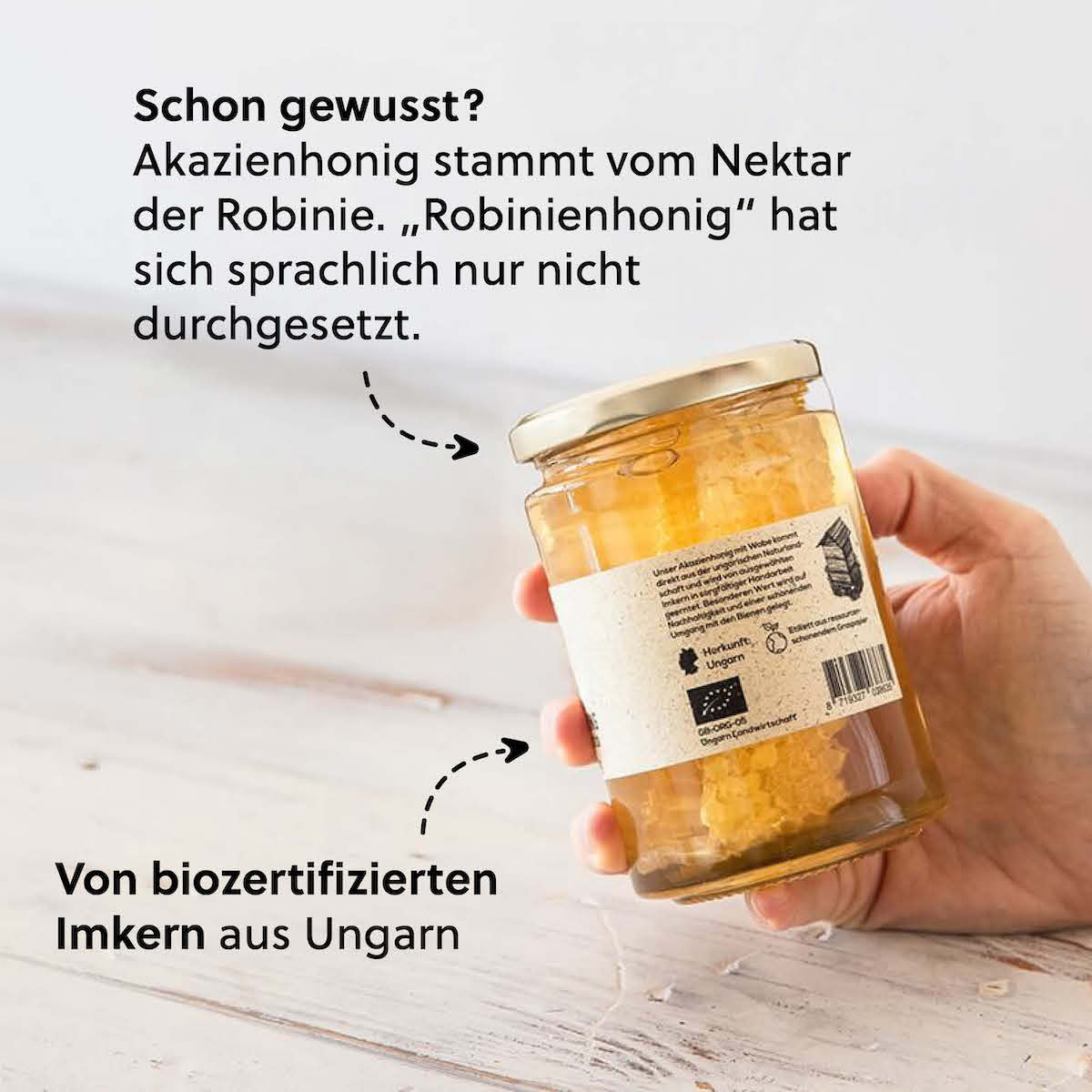 Bio Qualität aus der EU=>Der Akazienhonig kommt von Bio-Imkern aus dem nördlichen Teil Ungarns. Genauer gesagt in Nógrád sind die zahlreichen Akazienwälder, in denen die Bienenstöcke stehen.
