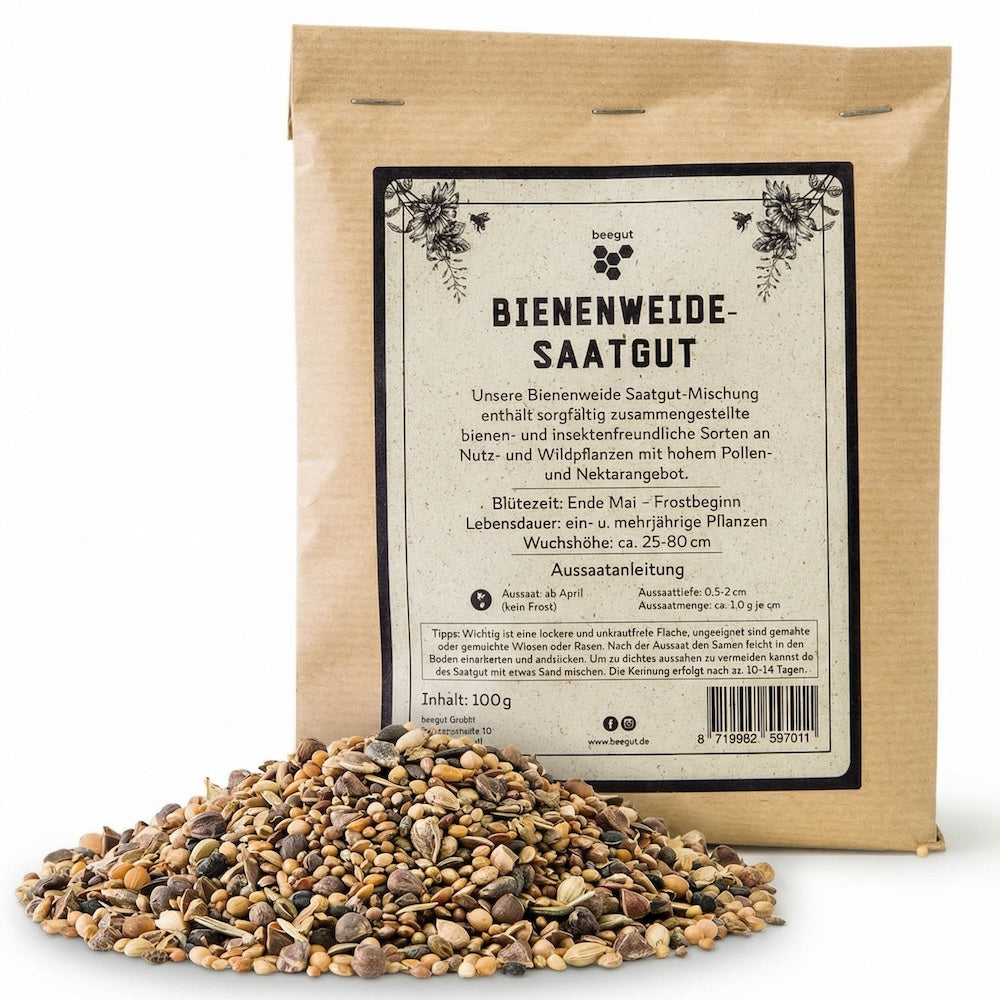 Ein wertvoller Beitrag zum Artenschutz=>Mit unserer Bienenweide schaffst Du eine blühende Oase, die Wildbienenarten Nahrung und Lebensraum bietet und gleichzeitig zur Erhaltung der Biodiversität beiträgt.