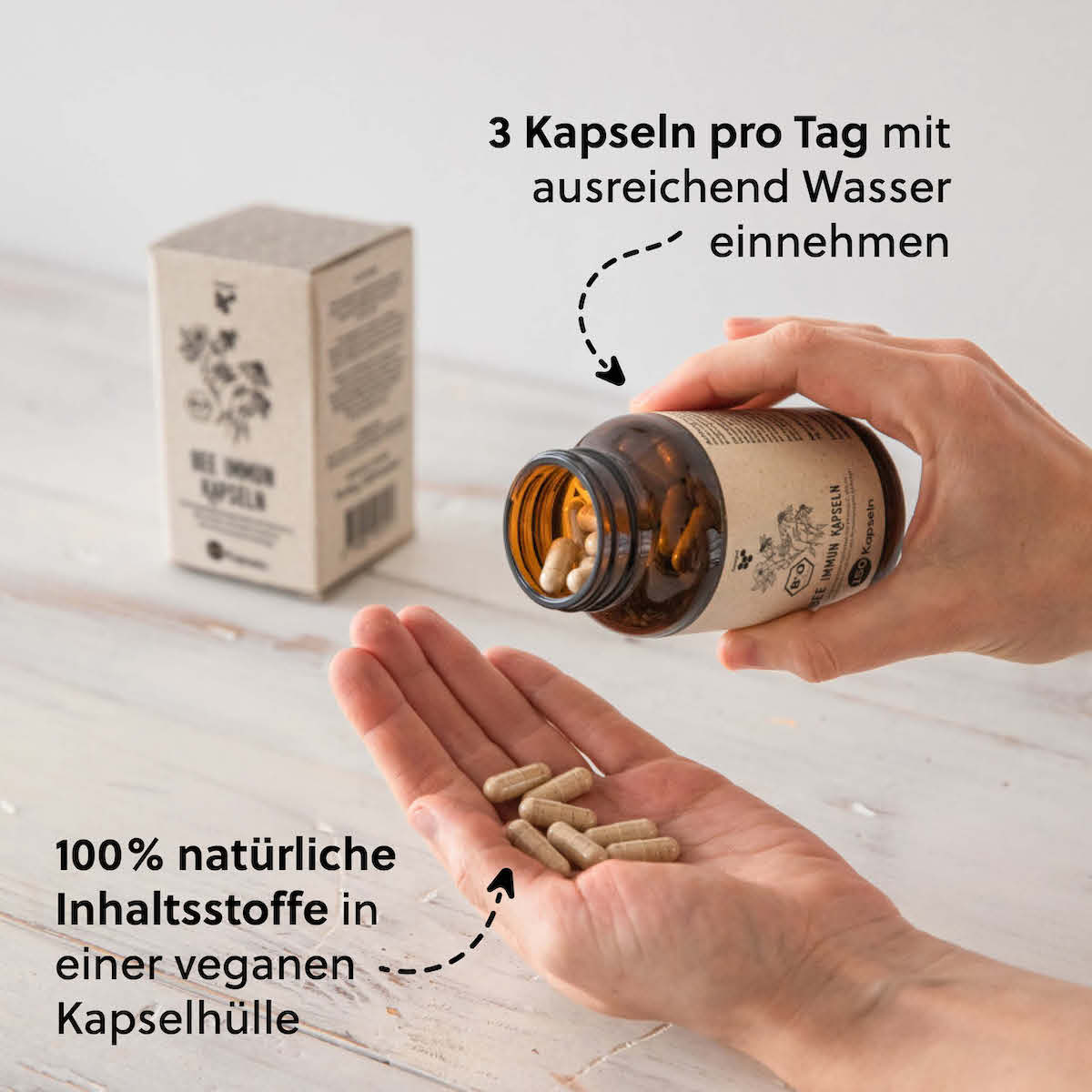 Einfache Dosierung=>Die Kapseln am besten nach einer Mahlzeit einnehmen und nicht auf leeren Magen. 