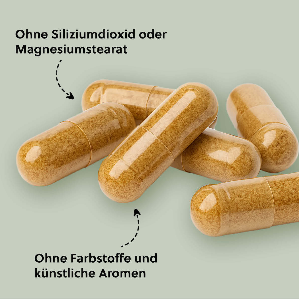 Ohne chemische Zusatzstoffe=>Andere Hersteller verwenden oft chemische Zusatzstoffe wie Siliciumdioxid als Fließmittel, die oftmals kritisch gesehen werden. 
