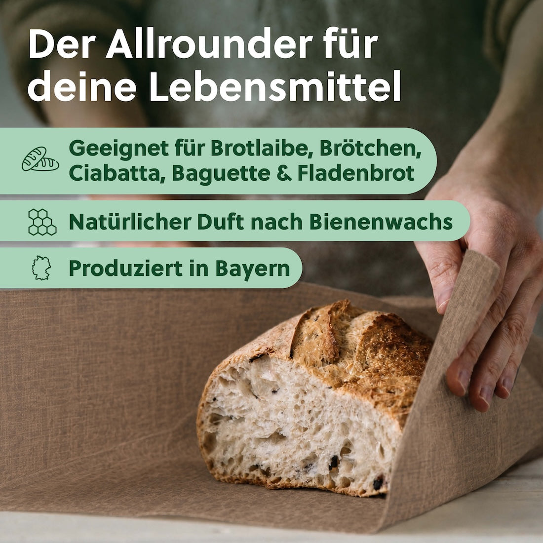 Leinen Bienenwachs Brottuch, 46 x 60cm