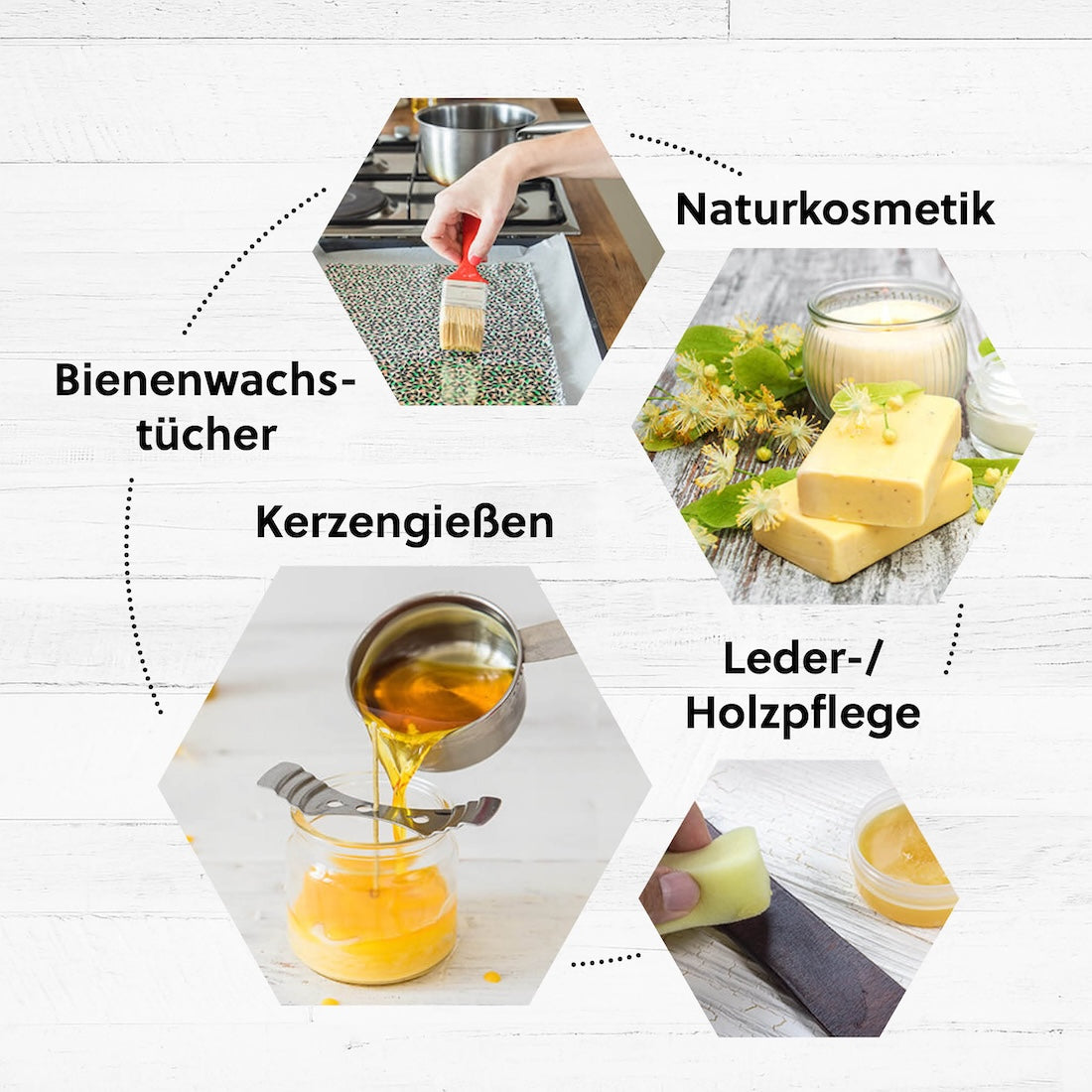 Perfekt für DIY Projekte=>Dank der praktischen Pastillen lässt sich das Bienenwachs genau dosieren und leicht einschmelzen.