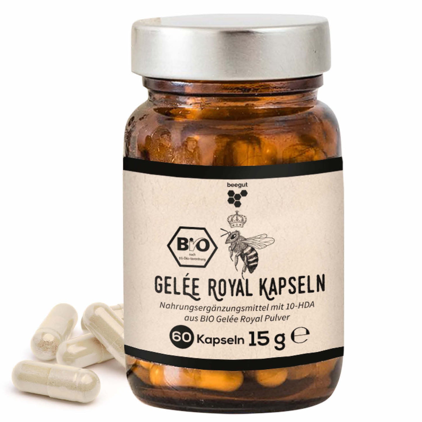 Gelee Royal für Deinen Alltag=>Gefriergetrocknetes Gelee Royal Pulver in Bio Qualität, welches wertvolle Nährstoffe wie 10-HDA, Vitamine und Enzyme enthält. 