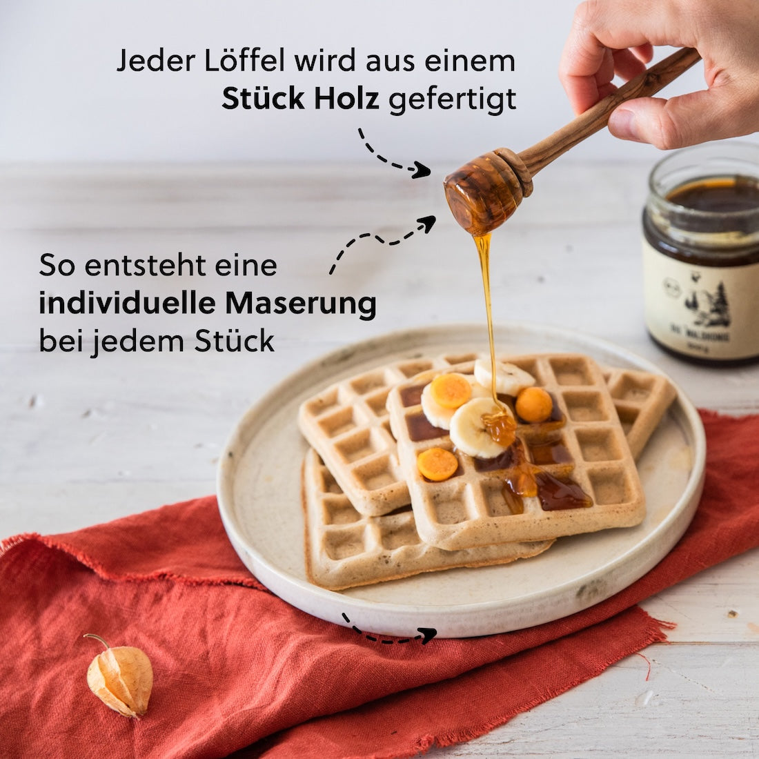 Jedes Stück ein Unikat=>Olivenbäume sind Individuen, genau wie die Produkte, die aus dem Holz gefertigt werden. Jeder Honiglöffel hat seine eigene Textur, seinen ureigenen Style.