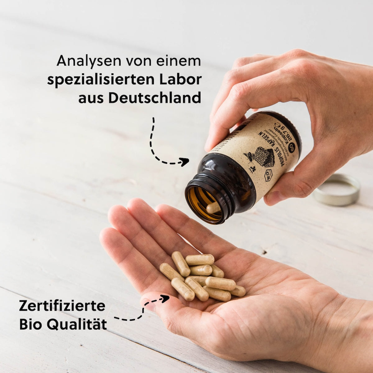 Unser Qualitätsversprechen=>Jede Charge analysiert und verkapselt in Deutschland geben Dir die Sicherheit für ein rückstandsfreies Naturprodukt. 