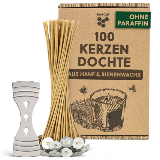 Die nachhaltige Alternative=>Setze beim Kerzengießen auf Dochte aus Hanf und Bienenwachs – natürlich, hochwertig und verantwortungsvoll hergestellt für alle, die Wert auf Nachhaltigkeit legen.