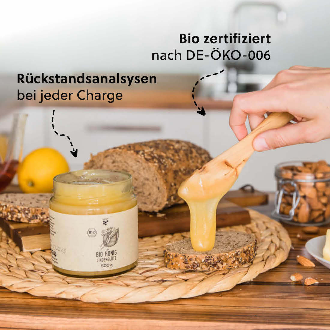 Unser Qualitätsversprechen=>Jede Charge wird in einem für Bienenprodukte spezialisierten Labor in Deutschland auf Pestizide und Schwermetalle analysiert.