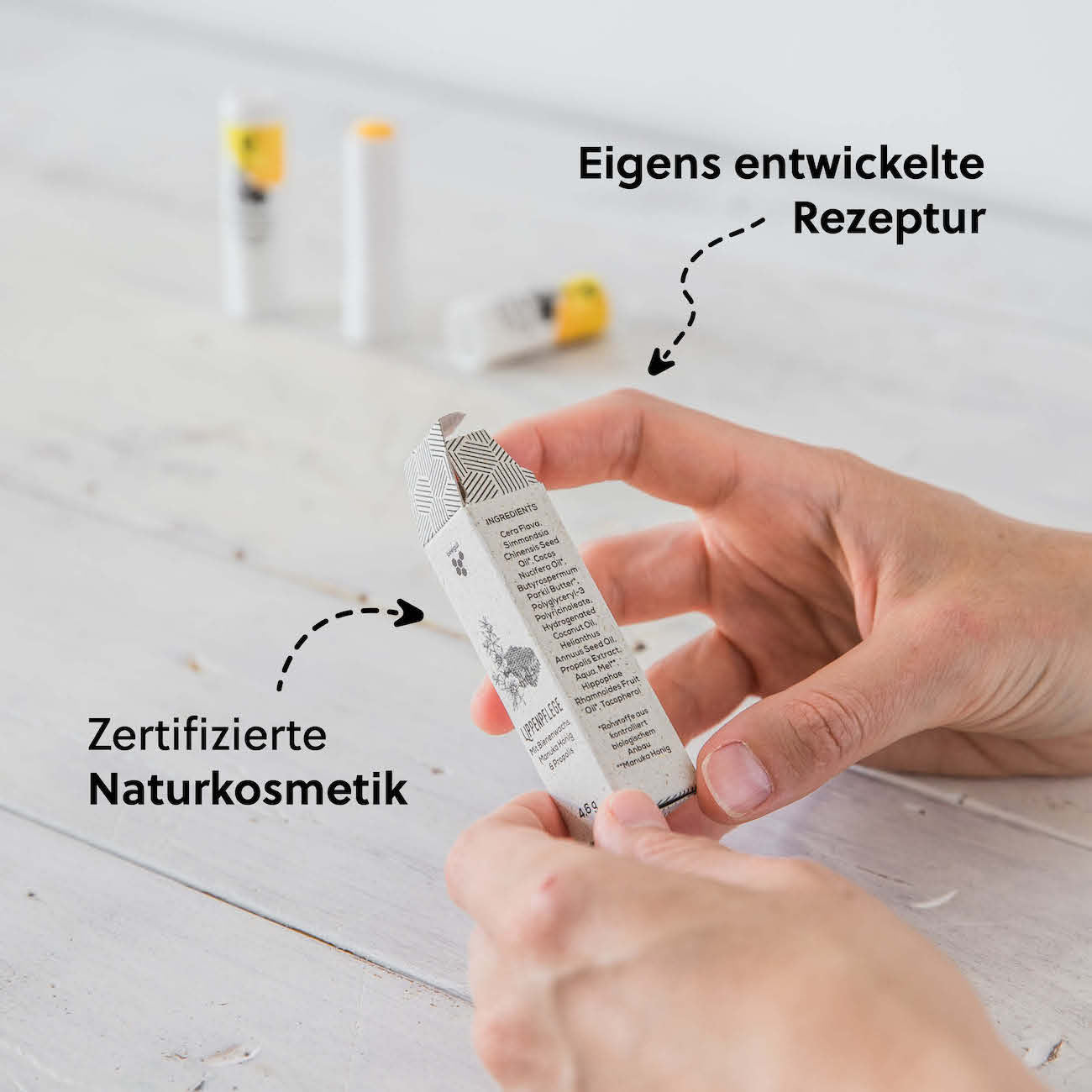 Hergestellt in Deutschland=>Die Rezeptur des Lippenbalsames wurde nach den Richtlinien für Bio- und Naturkosmetik- Produkte entwickelt, die weltweit in der Kosmetikindustrie anerkannt sind. 
