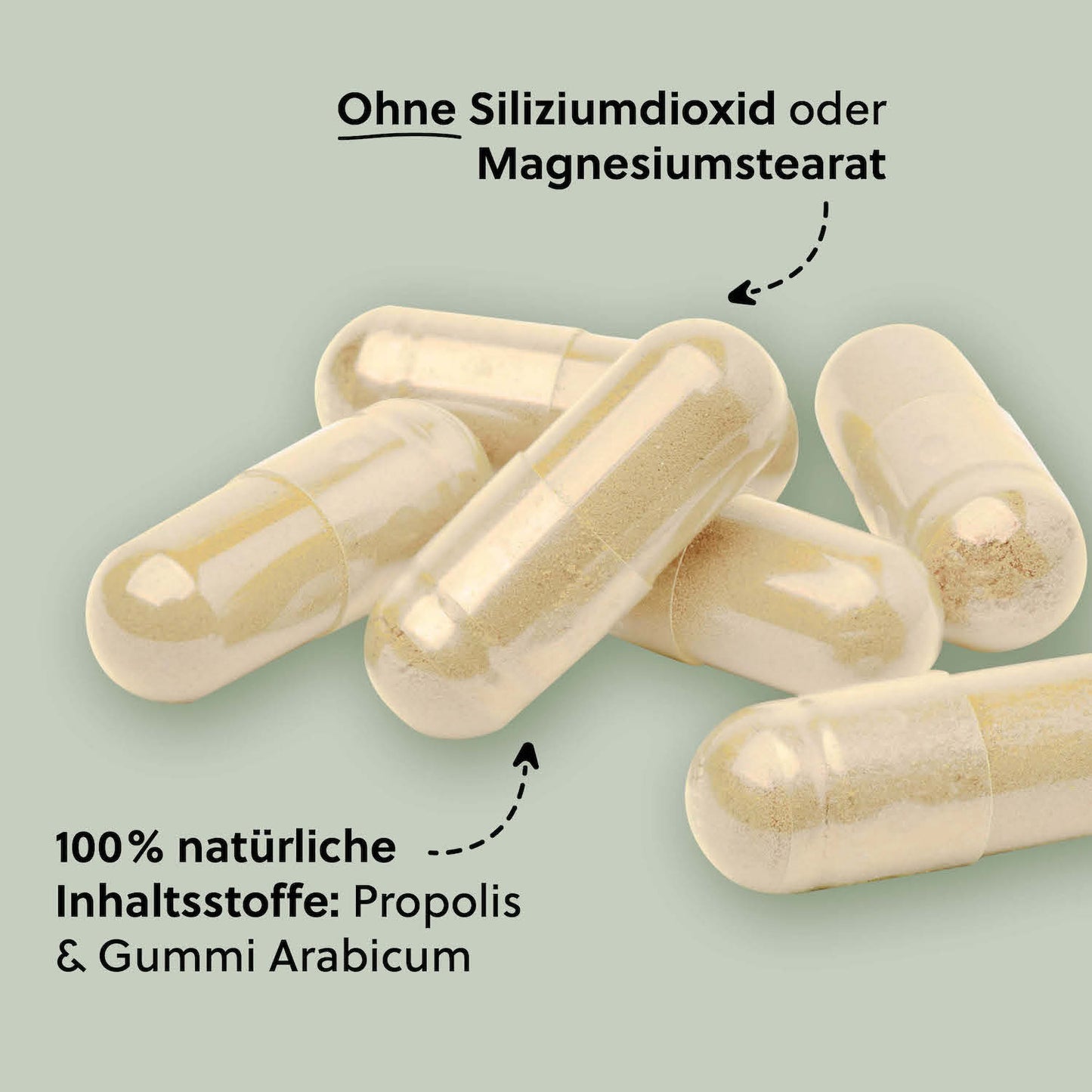 Ohne chemische Zusatzstoffe=>Andere Hersteller verwenden oft chemische Zusatzstoffe wie Siliciumdioxid als Fließmittel, die oftmals kritisch gesehen werden.