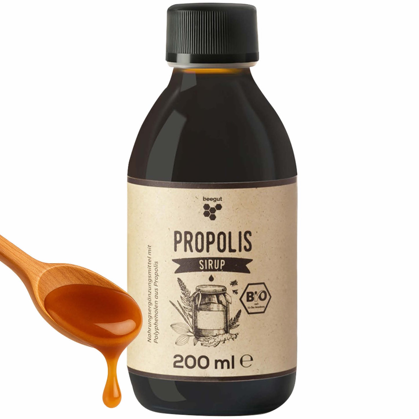 Propolis Sirup in Bio Qualität=>Das Beste von der Biene mit weiteren wichtigen Pflanzenextrakten aus kontrolliert biologischem Anbau. Für jung und alt die wohl leckerste Art Propolis einzunehmen. 