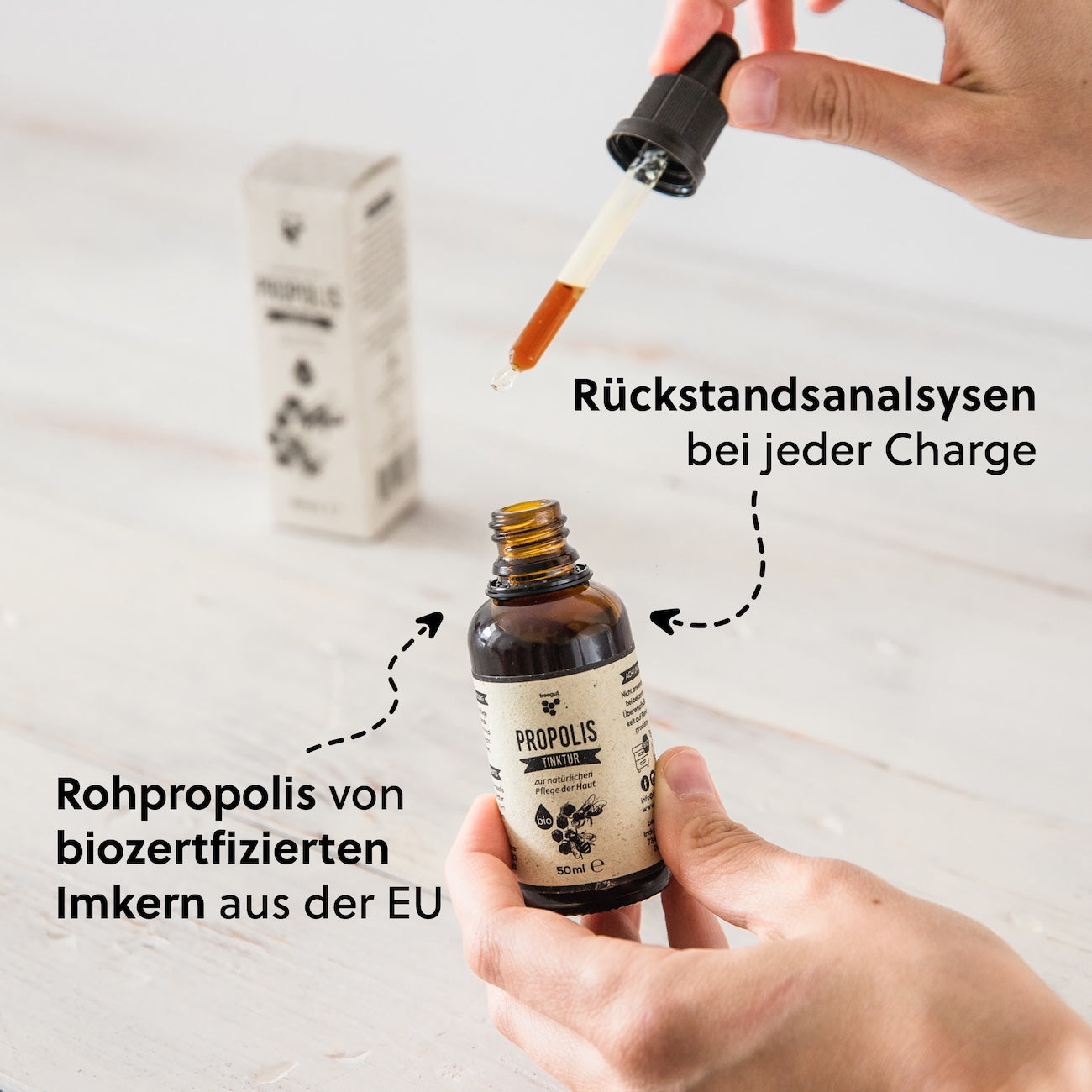 Unser Qualitätsversprechen=>Jede Charge analysiert und hergestellt unter strengen Vorschriften mit ausschließlich kontrolliert biologischen Rohstoffen.