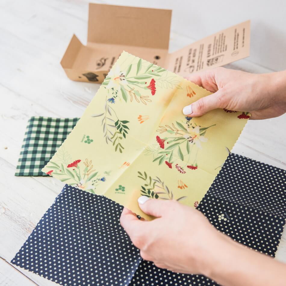 Bienenwachstuch Set mit drei Größen (S,M,L)